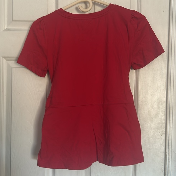 Maeve by Anthropologie Dakota wrap top short sleeve tee red size small - Picture 3 of 5